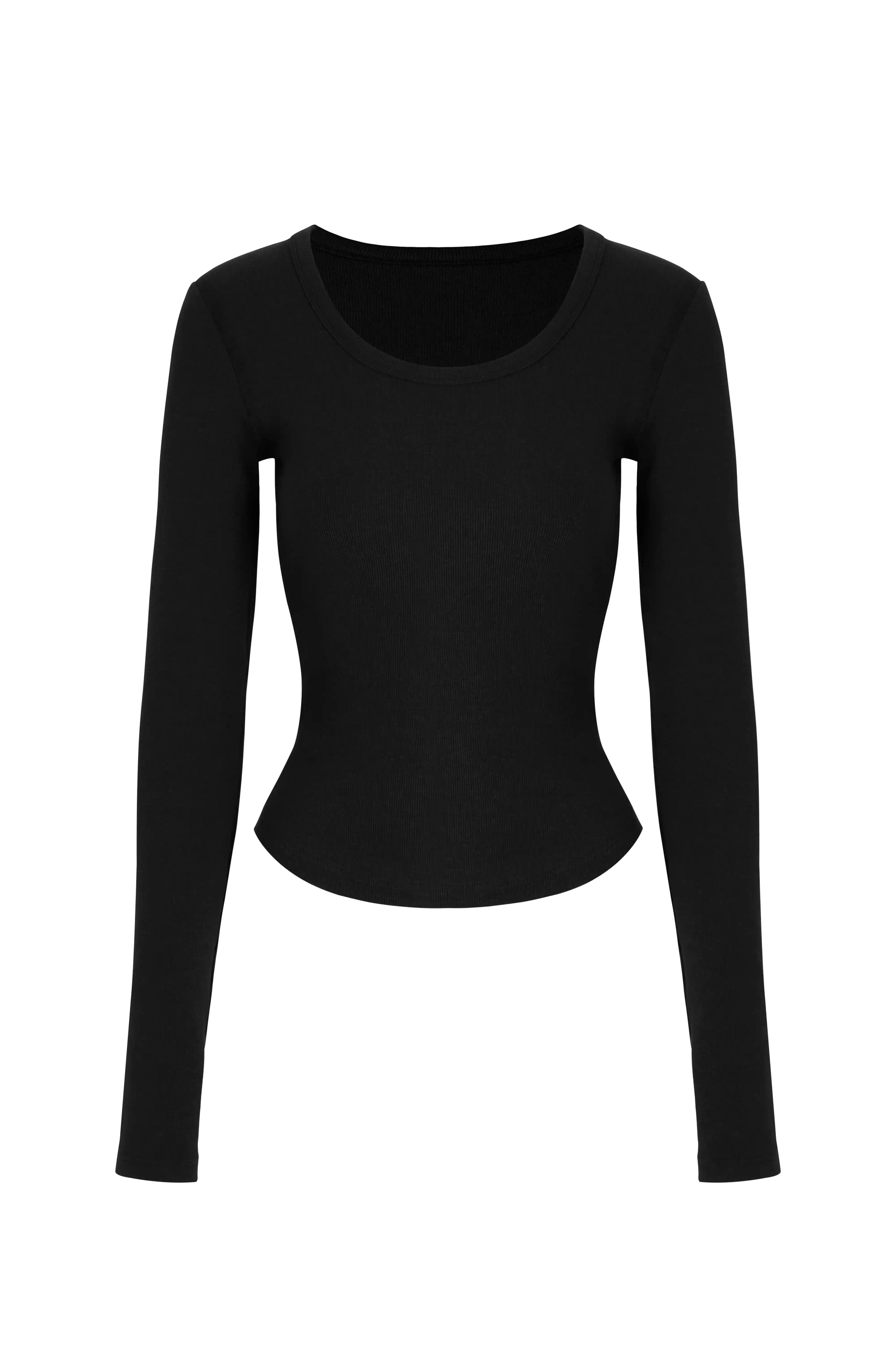 Scoop Neck Fitted Long Sleeve Top