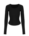 Scoop Neck Fitted Long Sleeve Top