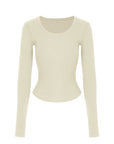 Scoop Neck Fitted Long Sleeve Top
