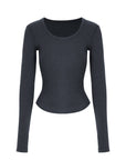 Scoop Neck Fitted Long Sleeve Top