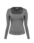 Squareneck Braless Long Sleeve Top