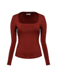 Squareneck Braless Long Sleeve Top