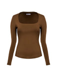 Squareneck Braless Long Sleeve Top