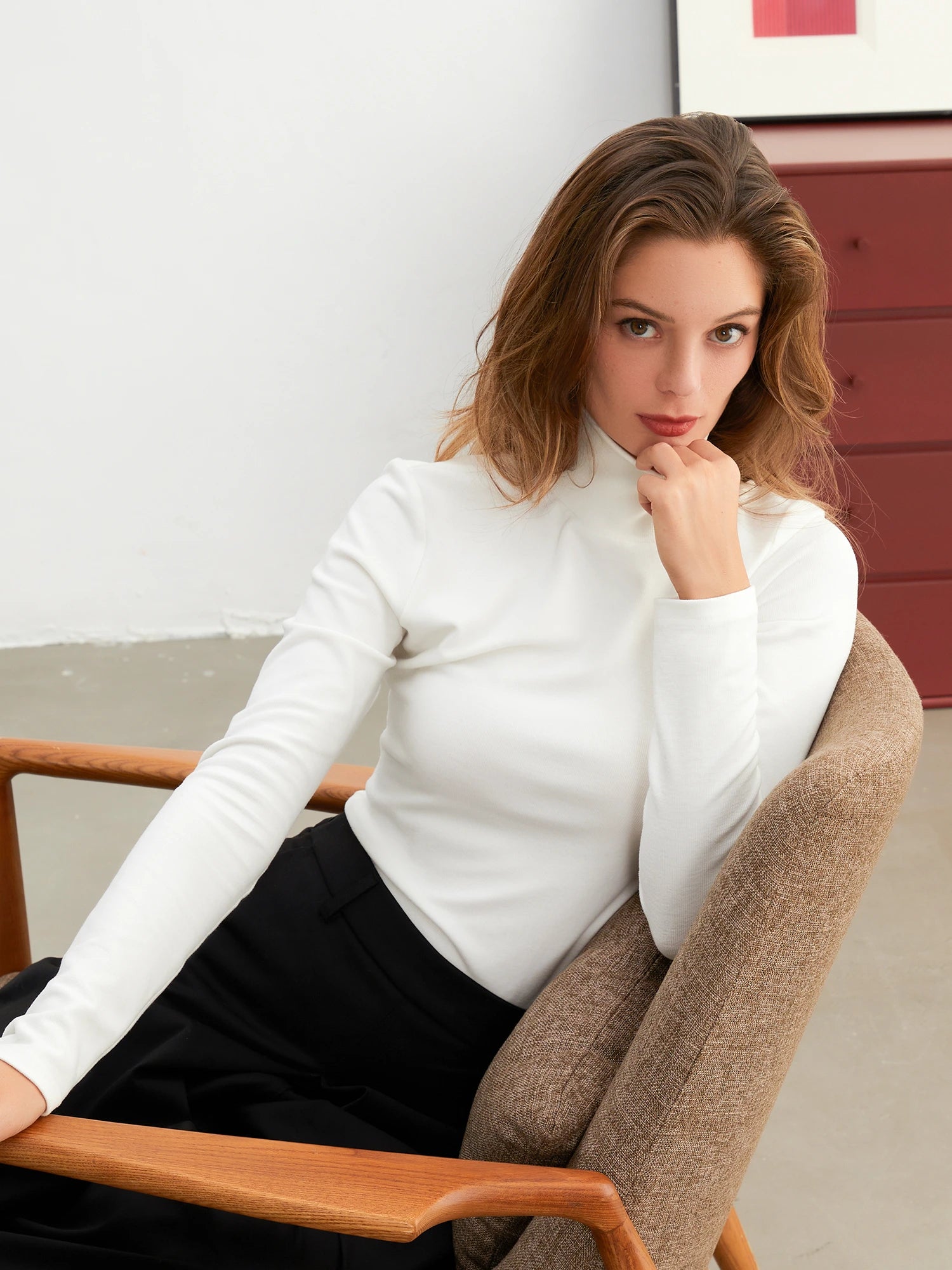 Stretchy Thin Turtleneck Long Sleeve Top