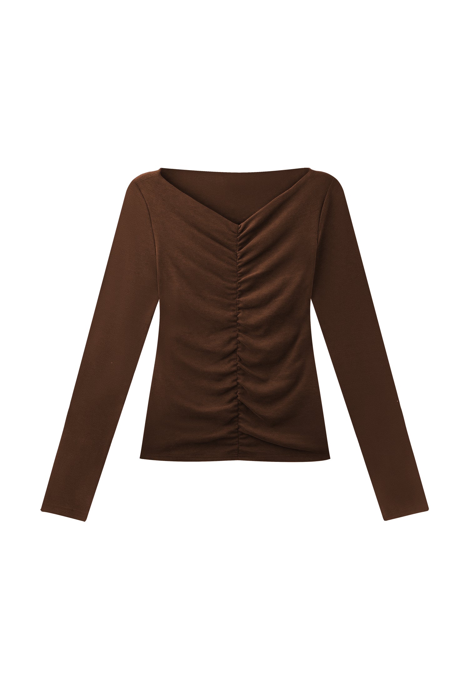 Thermal Ruched Front Double Layer Long Sleeve Top