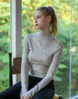 Floral Thermal Mock Neck Long Sleeve Top