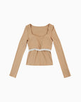 Sweetheart Ruched Long Sleeve Top