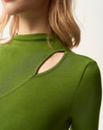 Asymmetric Cutout Mock Neck Top