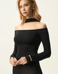 Halter Neck One Shoulder Long Sleeve Top