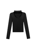 Cutout Mock Neck Ribbed Top