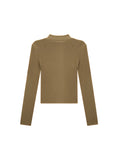 Cutout Mock Neck Ribbed Top