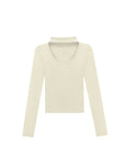 Cutout Mock Neck Ribbed Top