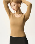 Cutout Mock Neck Ribbed Top