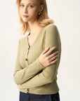 V-Neck Button Front Fitted Cardigan