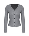 V-Neck Button Front Fitted Cardigan