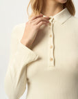 Knit Polo Long Sleeve Top