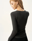 Scoop Neck Fitted Long Sleeve Top