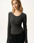 Scoop Neck Fitted Long Sleeve Top