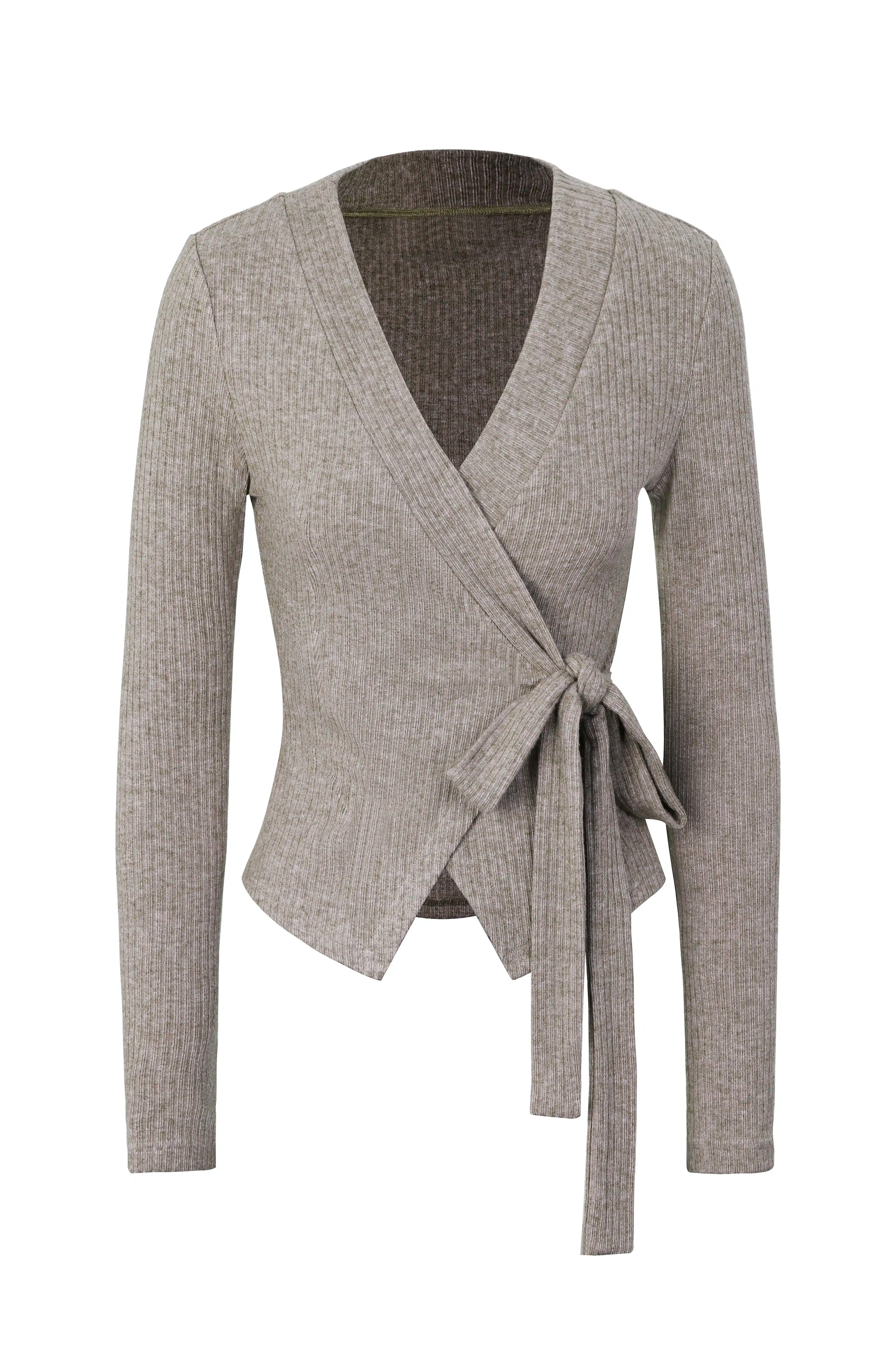 Ribbed Wrap Tie Top