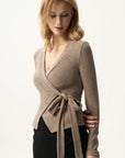 Ribbed Wrap Tie Top