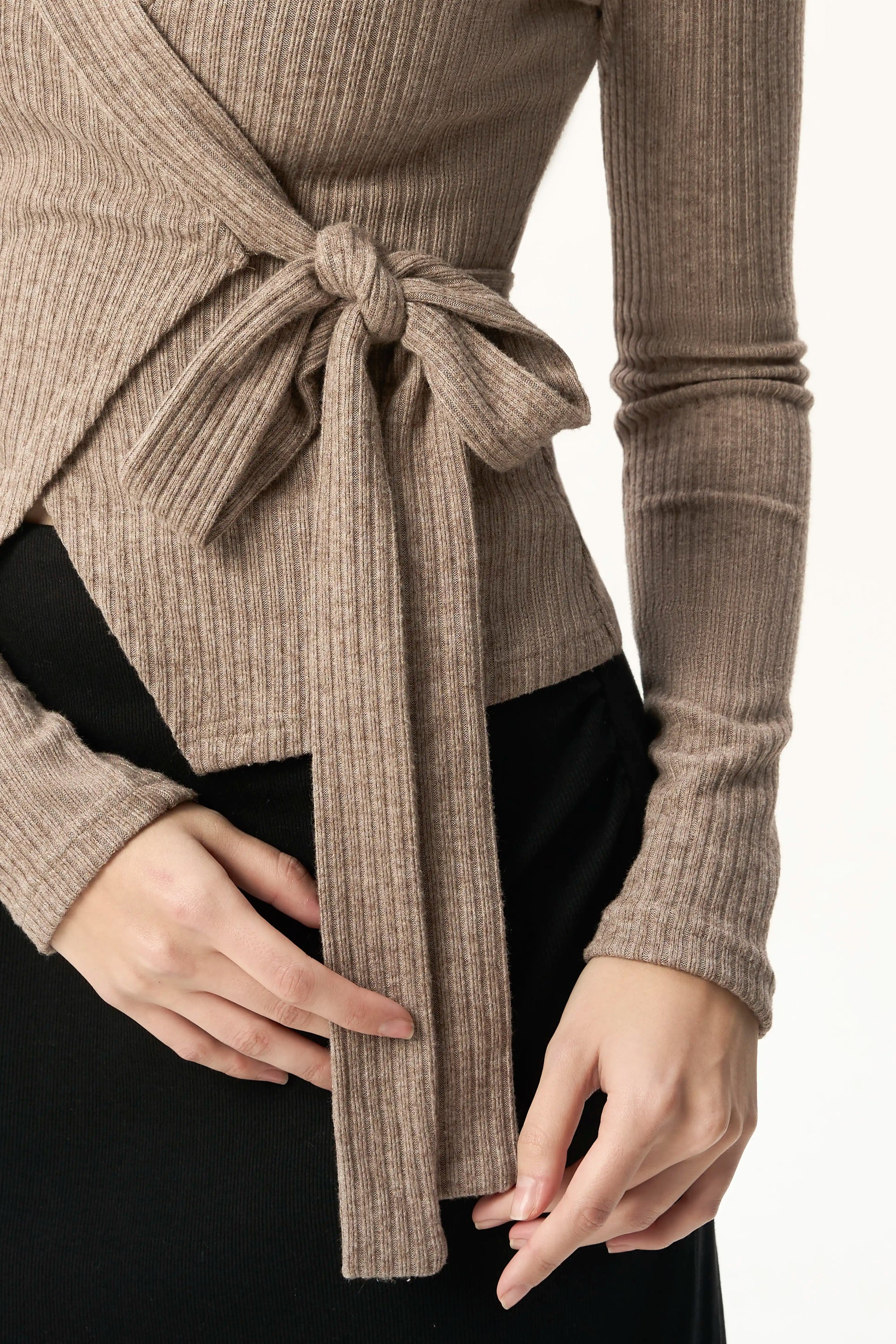 Ribbed Wrap Tie Top