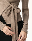 Ribbed Wrap Tie Top