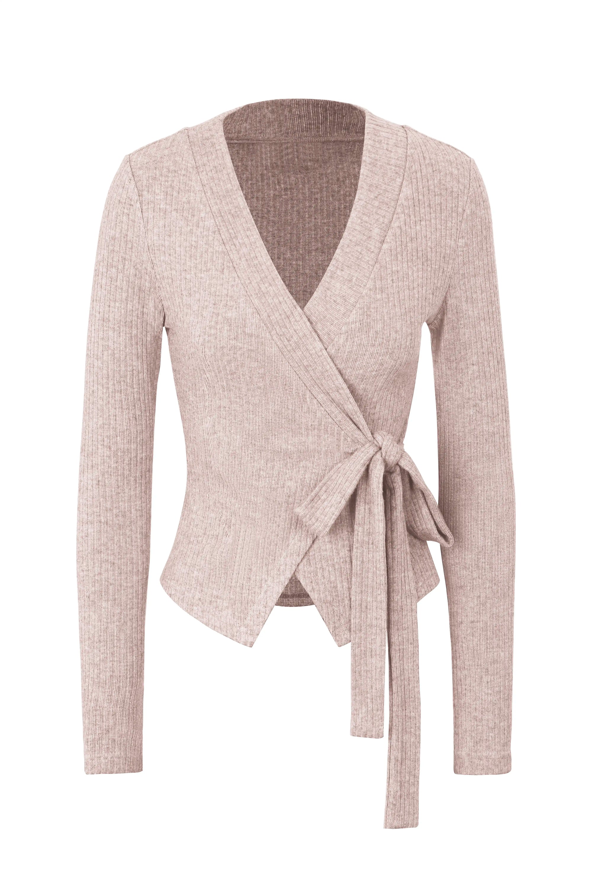 Ribbed Wrap Tie Top