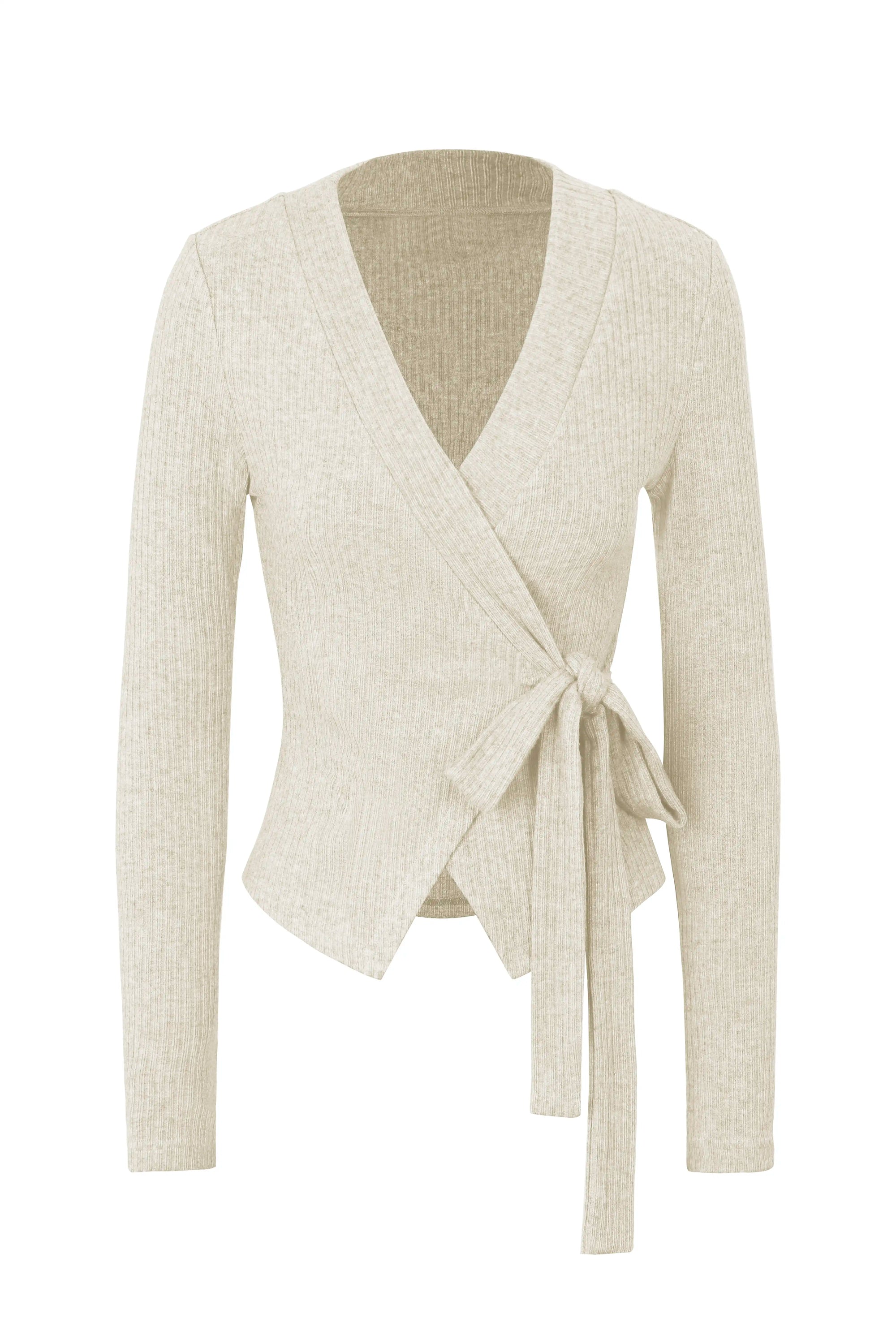 Ribbed Wrap Tie Top