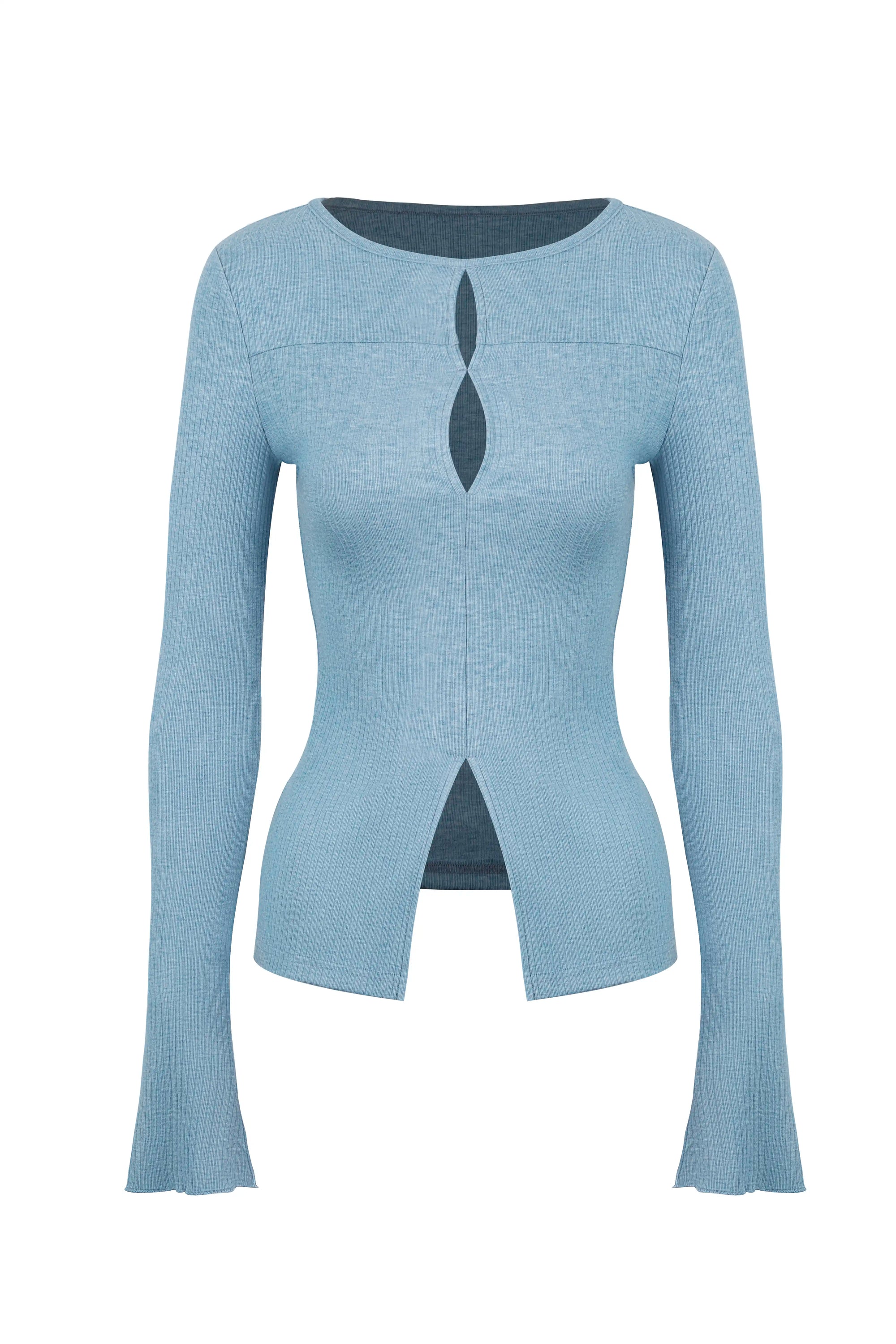 Double Teardrop Cutout Ribbed Top