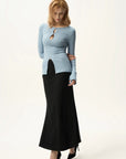Double Teardrop Cutout Ribbed Top