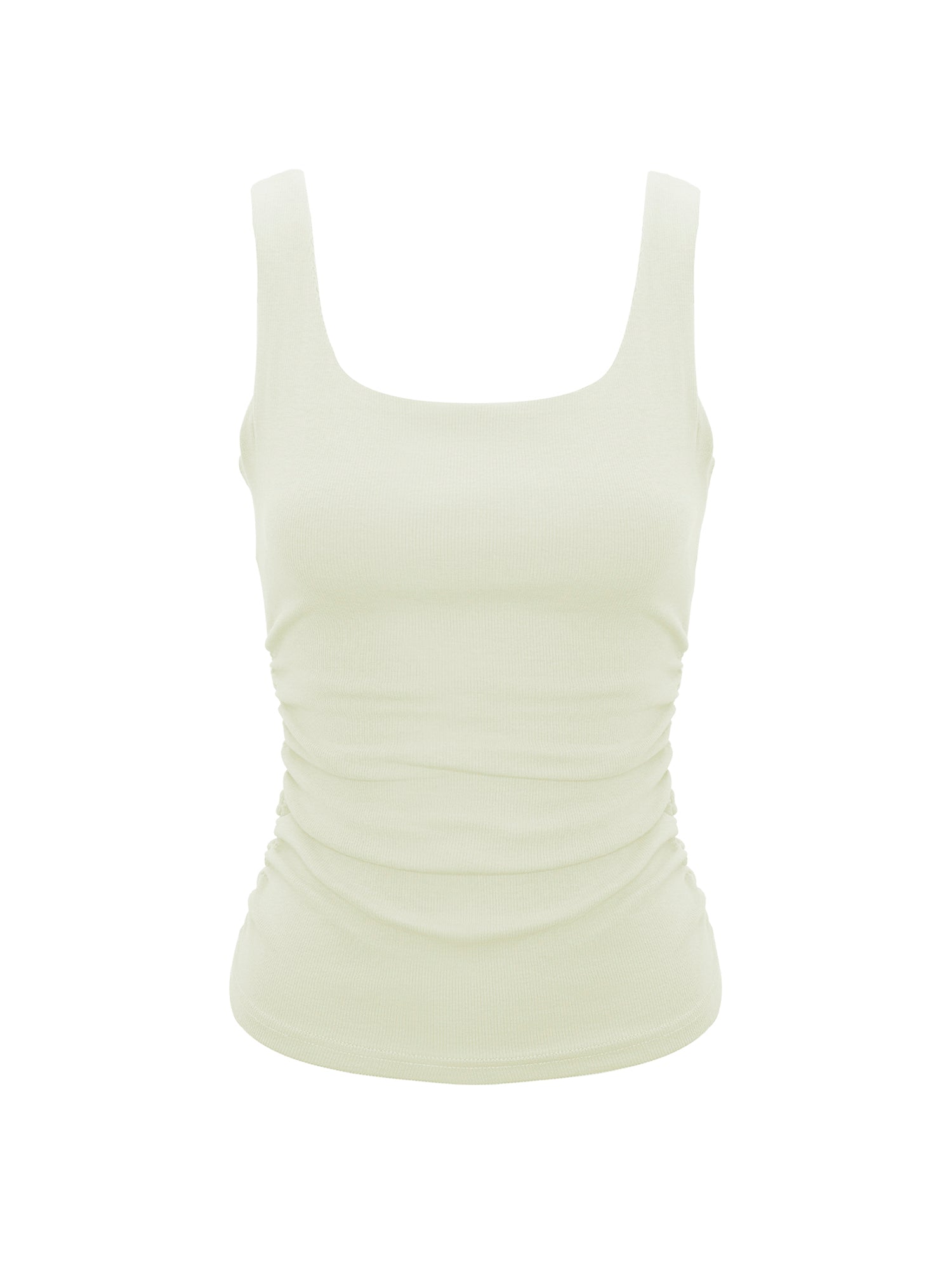 Ruched Sides Square Neck Braless Tank Top