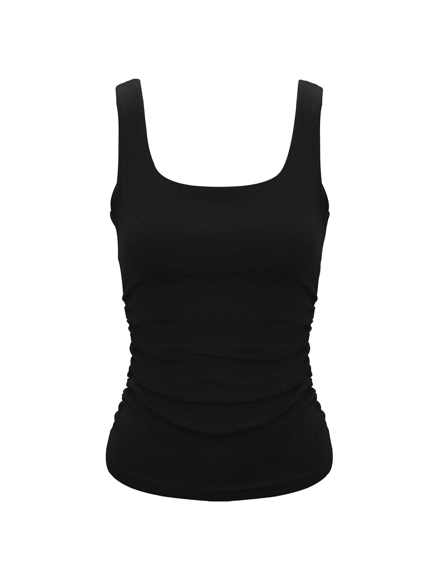Ruched Sides Square Neck Braless Tank Top