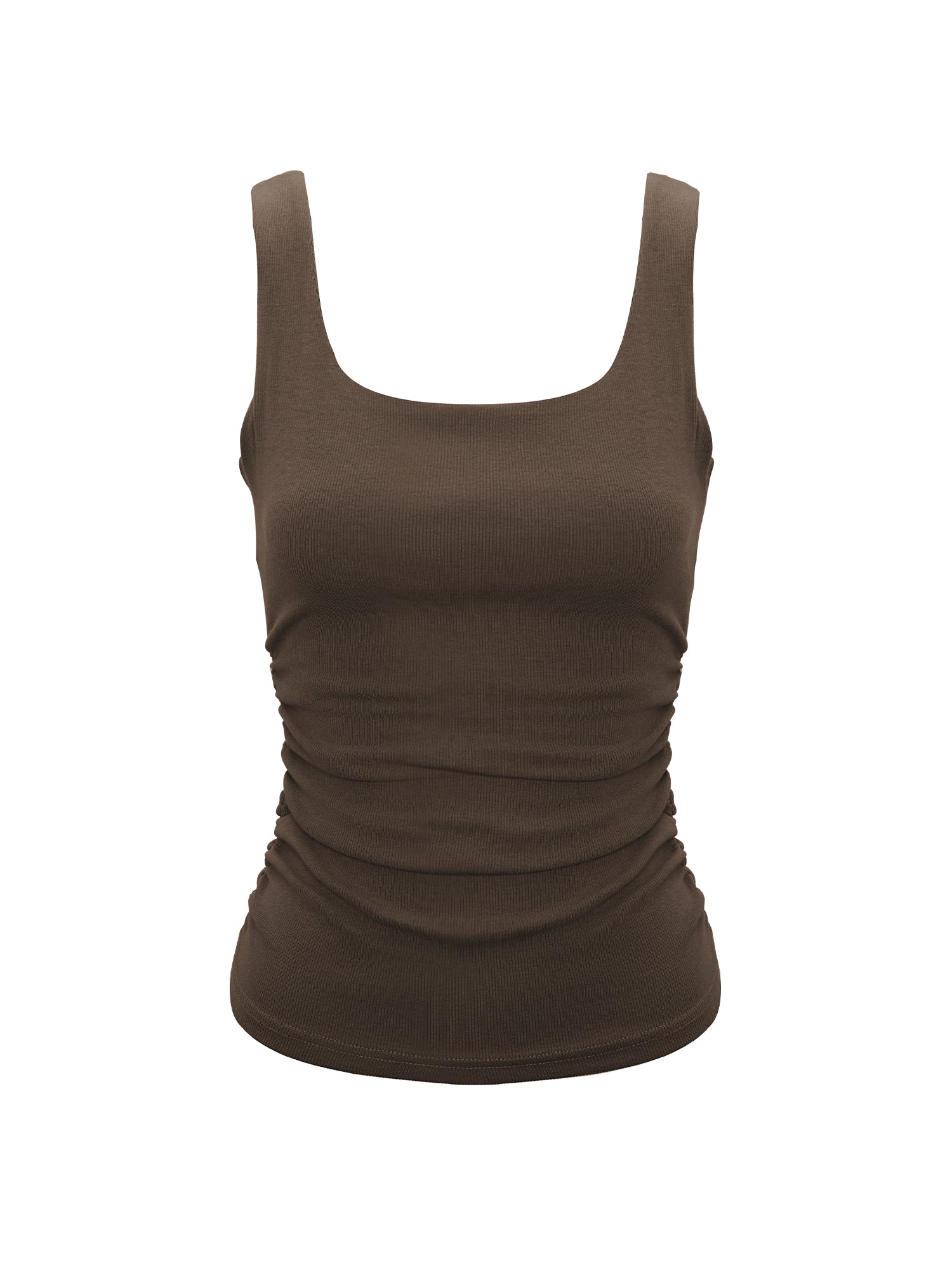 Ruched Sides Square Neck Braless Tank Top