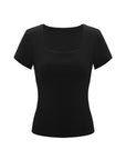 Square Neck Bra-less Short Sleeve Top