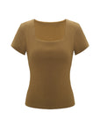 Square Neck Bra-less Short Sleeve Top