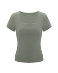 Square Neck Bra-less Short Sleeve Top