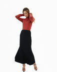 Ruched-Front Midi Skirt