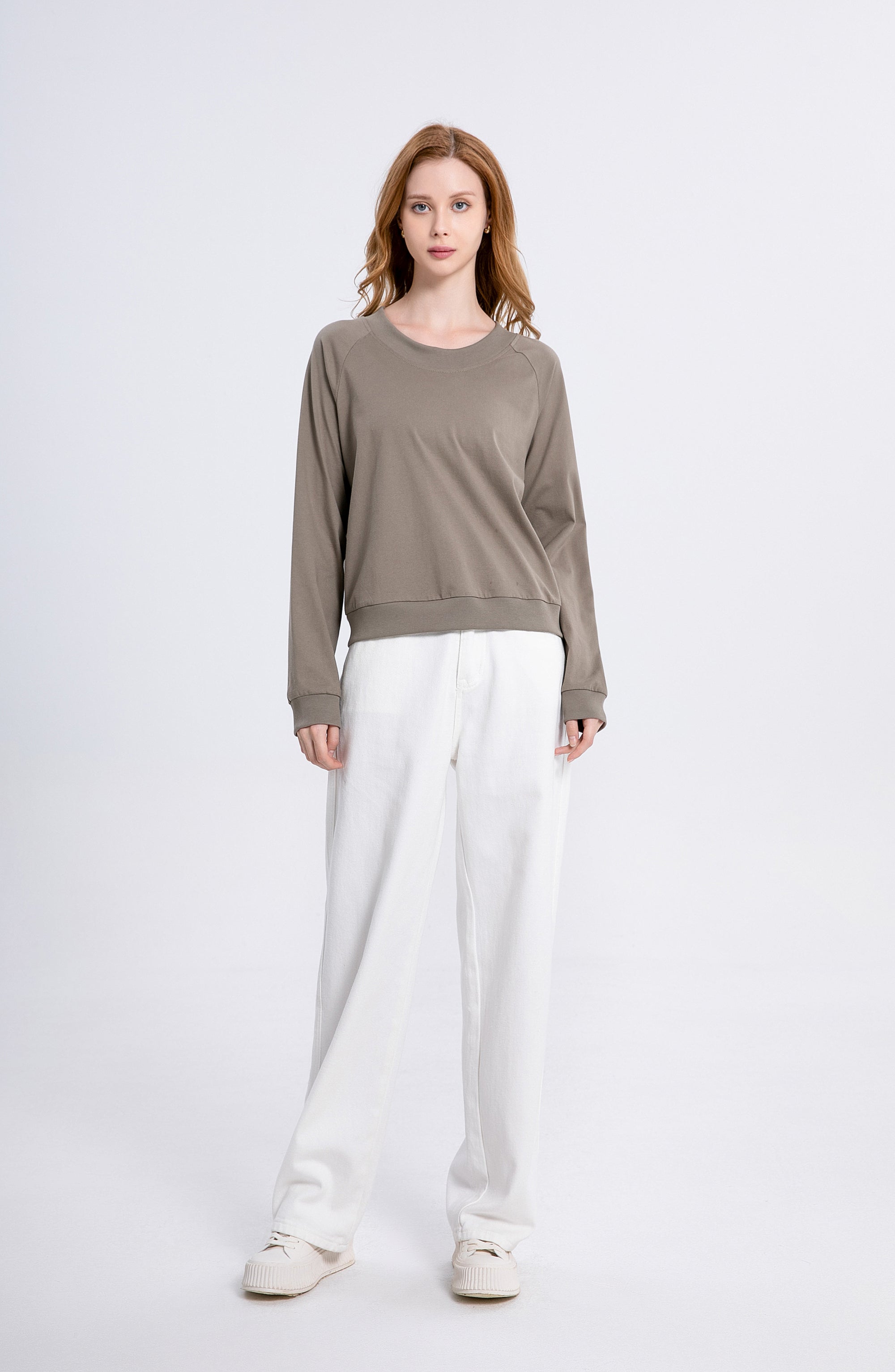 Raglan Sleeve Crewneck Sweater