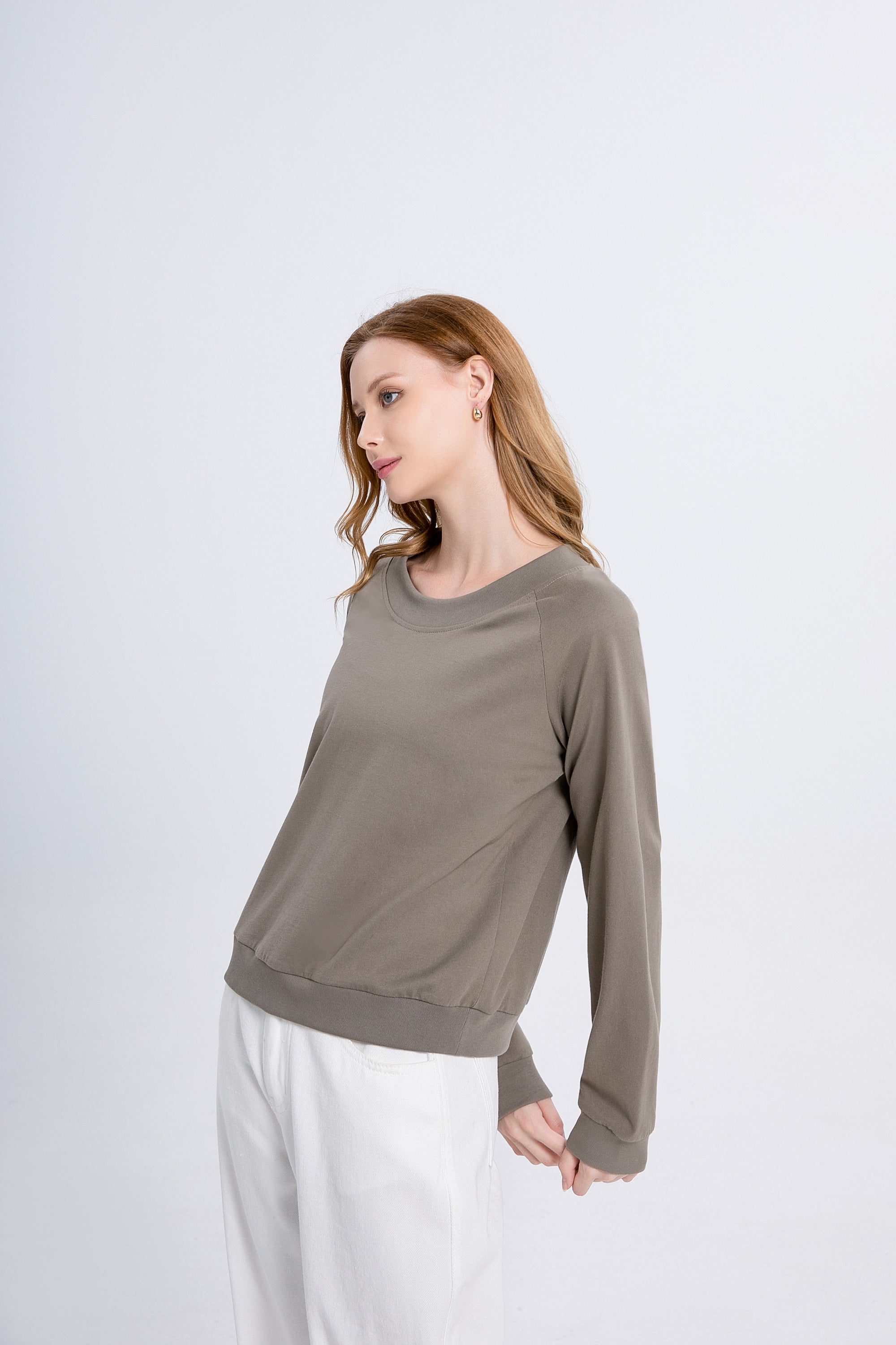 Raglan Sleeve Crewneck Sweater