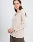 Relaxed V-neck Long Sleeve Top