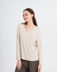 Relaxed V-neck Long Sleeve Top