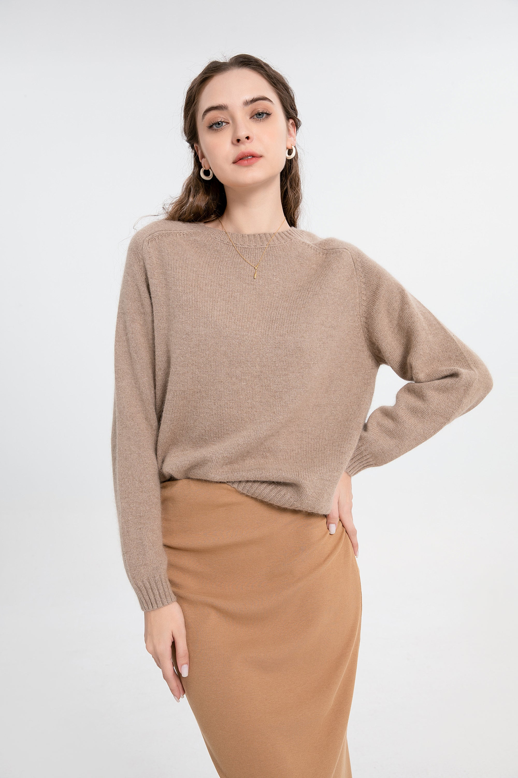 Woolen Rib Knit Raglan Sweater