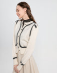 Printed Round-Neck Button Cardigan