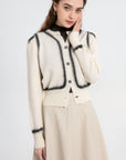 Printed Round-Neck Button Cardigan