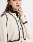 Printed Round-Neck Button Cardigan