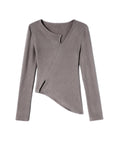 Cashmere-Like Single Lapel Irregular Cut Top