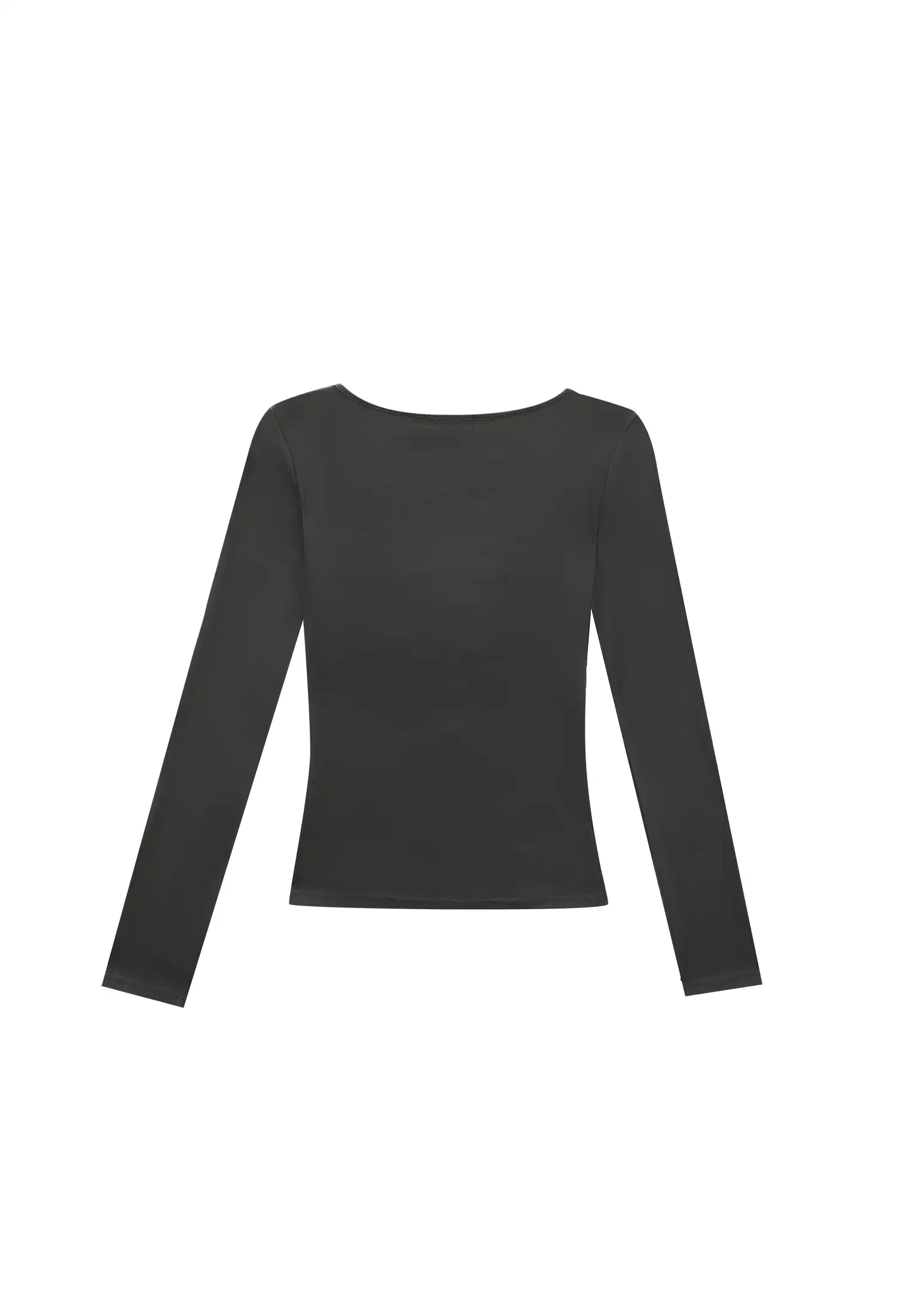 Drawstring Ruched Front V-Neck Long Sleeve Top