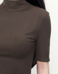 Mock Neck Short Sleeve Top