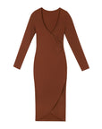 V-Neck Form-Fitting Midi Dress