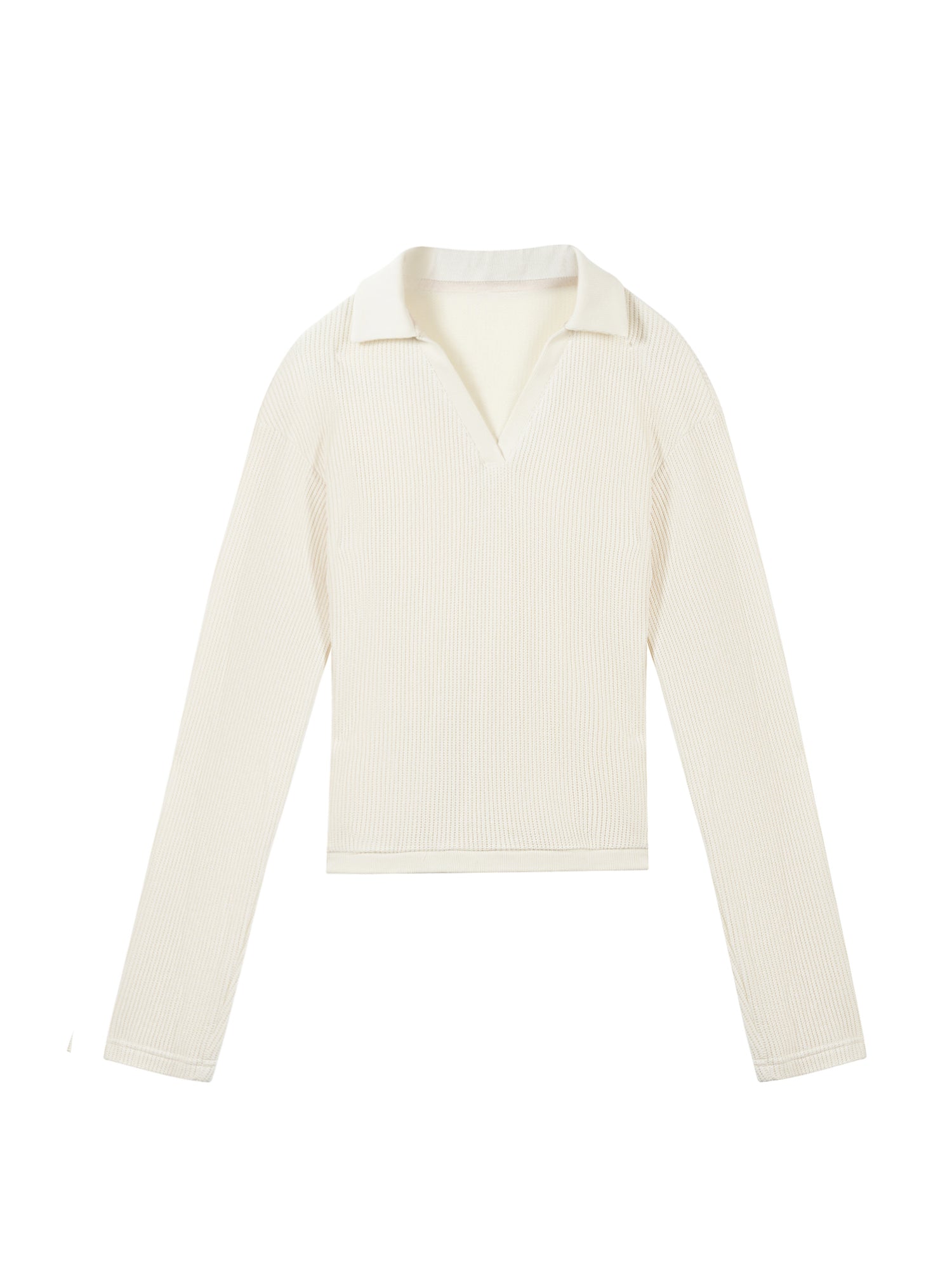 Spilt Neck Rib Knit Polo Sweater